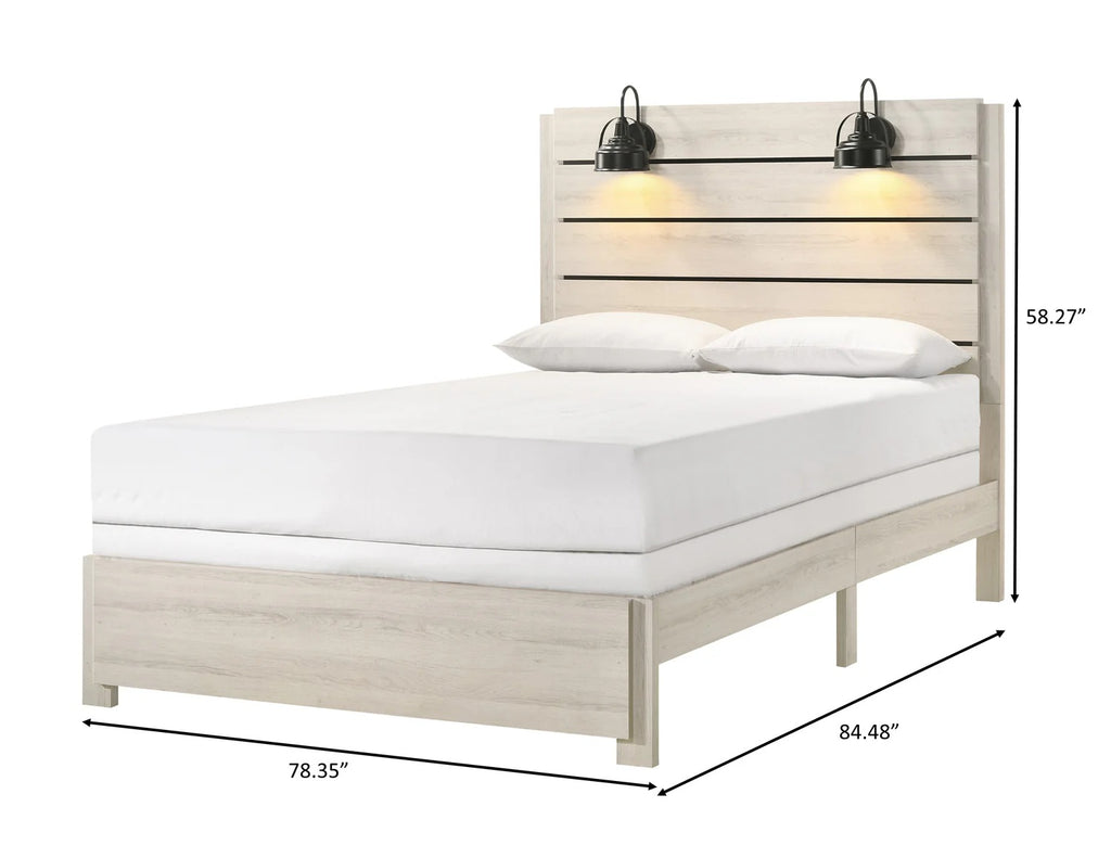 B6810 4 pc Carter reclaimed cream white weathered finish wood queen bedroom set