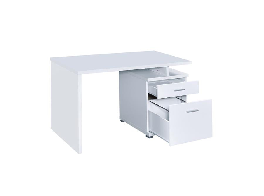 Coaster 800110 Ebern designs chused white finish wood small office computer desk with file cabinet