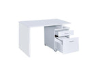 Coaster 800110 Ebern designs chused white finish wood small office computer desk with file cabinet