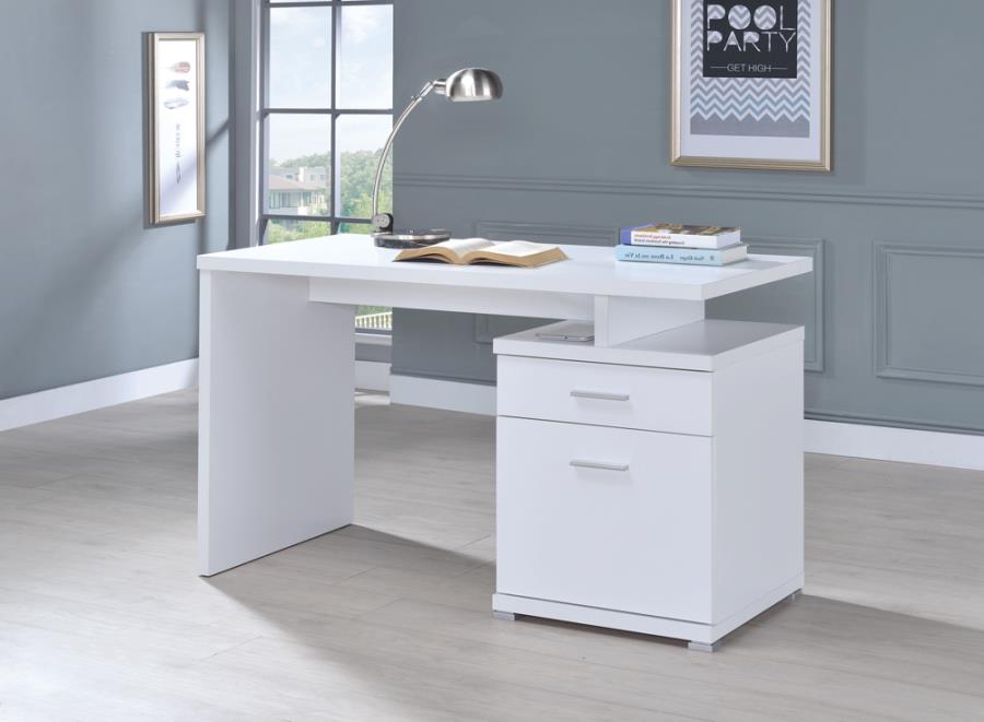 Coaster 800110 Ebern designs chused white finish wood small office computer desk with file cabinet