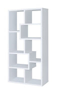 Coaster 800136 Wrought studio skaggs white finish wood multi tier bookshelf with alternating size shelves