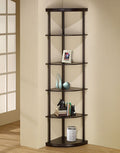 Coaster 800279 Ebern designs leonard 6 tiered pie shaped corner shelf unit in an espresso finish wood