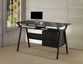 Coaster 800436-clearance Ebern designs atchison black powder coated finish metal frame and glass top computer desk