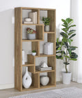 Weathered Wood Multi-Tier Bookshelf with Alternating Shelves – 800515