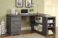 Coaster 800518 Mercury row senga weathered grey finish wood l shaped reversible set up computer desk with drawers and shelves