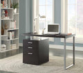 Coaster 800519 Orren ellis tanguay silver finish metal frame black wood finish top computer student desk with 3 drawer cabinet