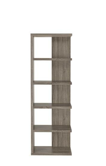 Coaster 800553 Wrought studio tillett 5 tier off set look shelves weathered grey finish wood bookcase shelf unit