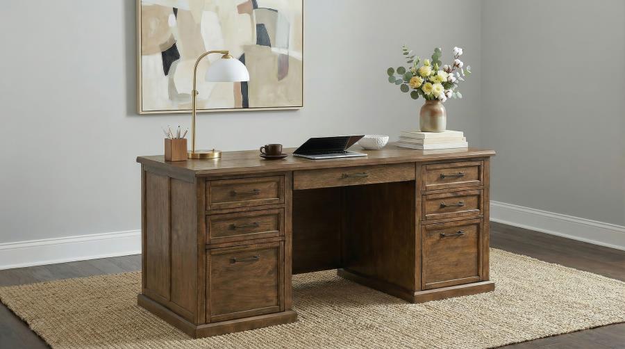 Altidore Distressed Brown 68-Inch 7-Drawer Executive Office Desk – 800795