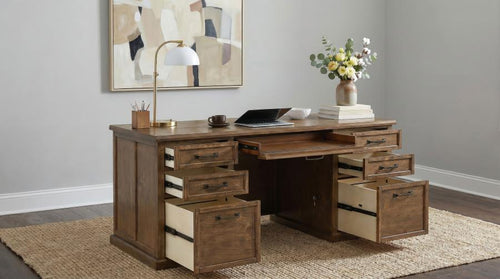 Altidore Distressed Brown 68-Inch 7-Drawer Executive Office Desk – 800795