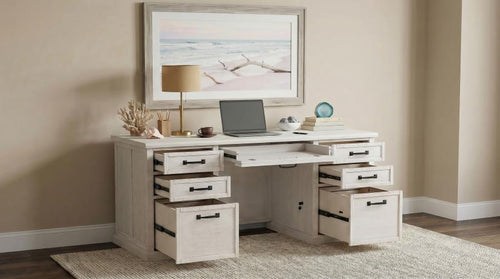 Altidore 68-inch 7-drawer Executive Home Office Desk Distressed White  – 800796