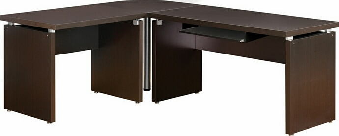 Coaster 800891-92-93 3 pc Ebern designs lehigh espresso wood finish "l" shaped reversible corner desk with slide out keyboard drawer