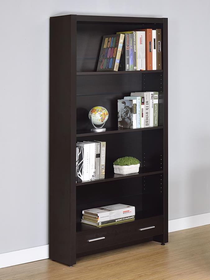 Coaster 800905 Wildon home westonville 31.5" wide espresso finish wood book shelf wall unit with drawer