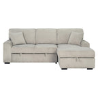 Clarke 2-Piece Beige Corduroy Sectional Sofa with Pull-Out Sleeper & Storage Chaise - 8012-2PC