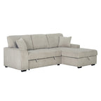 Clarke 2-Piece Beige Corduroy Sectional Sofa with Pull-Out Sleeper & Storage Chaise - 8012-2PC