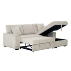 Clarke 2-Piece Beige Corduroy Sectional Sofa with Pull-Out Sleeper & Storage Chaise - 8012-2PC
