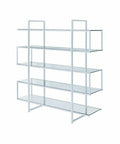 Coaster 801304 Frisco five tier clear glass and chrome metal frame bookcase shelf