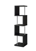 Coaster 801419 Wade logan fenn alternating shelves design black finish wood modern styling slim line bookcase shelf unit