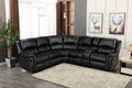 8015-BLK 3 pc Latitude run herald black faux leather power motion sectional sofa with consoles and USB power plugs