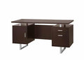Coaster 801521 Orren ellis onancock glavan espresso finish wood with silver metal frame accents office desk with drawers