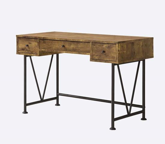 Coaster 801541 Laur?¿l foundry modern farmhouse epineux antique nutmeg finish wood with black metal frame writing desk