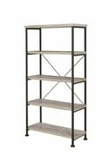 Coaster 801546 Gracie oaks rubio analiese grey driftwood finish wood with black metal frame 5 tier shelf