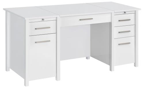 Coaster 801573 Latitude run gania dylan white finish wood lift top office computer desk with drawers