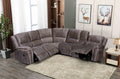 8018-BRN 3 pc Latitude run herald brown fabric power motion sectional sofa with consoles and USB power plugs
