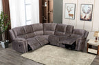 8018-BRN 3 pc Latitude run herald brown fabric power motion sectional sofa with consoles and USB power plugs