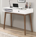 Coaster 801931-clearance George oliver burkhalter bradenton mid century white / walnut finish wood writing desk