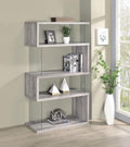 Coaster 802340 Bronx ivy mcateer grey driftwood finish wood and glass 4 tier bookshelf with alternating glass and wood ends