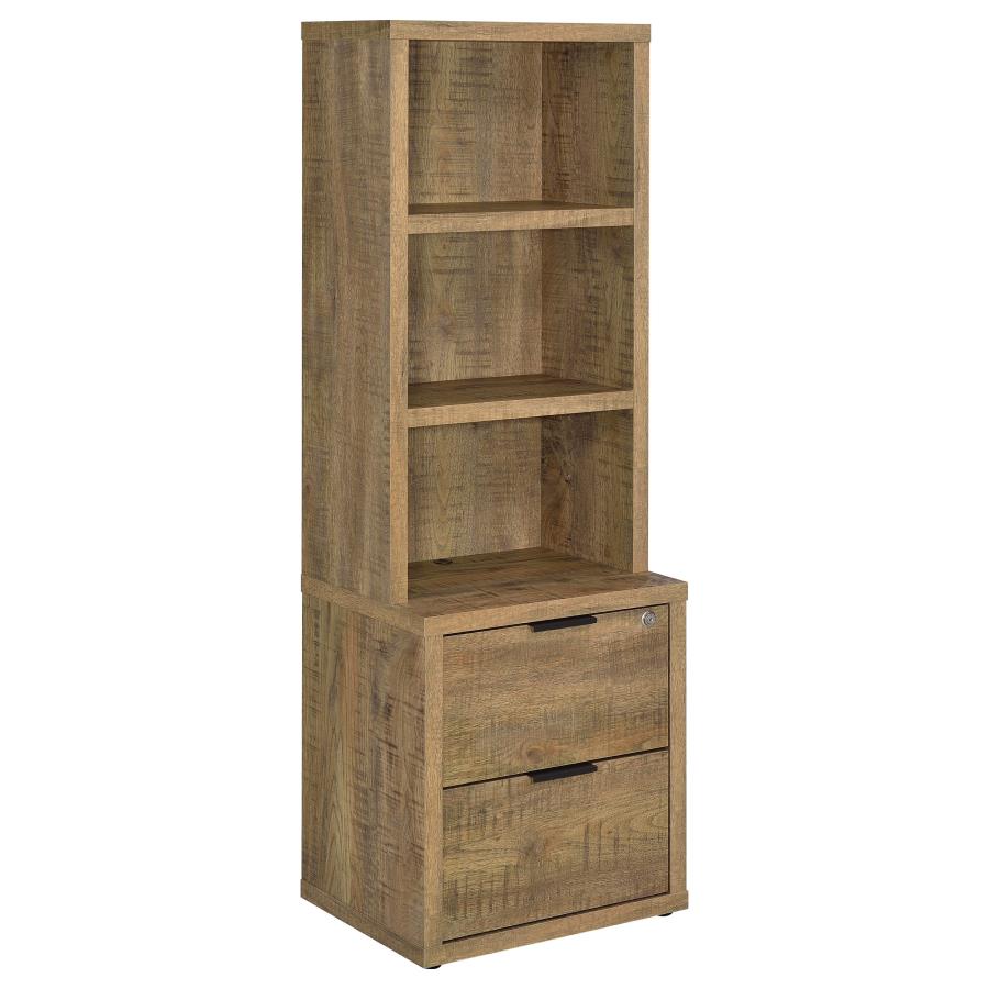 Coaster 802693-S3 3 pc Westpark mango finish wood bookcase shelf unit with USB ports and locking drawers