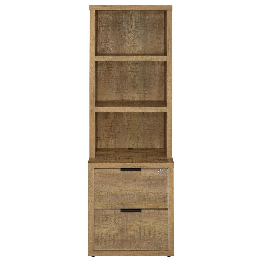 Coaster 802693-S3 3 pc Westpark mango finish wood bookcase shelf unit with USB ports and locking drawers