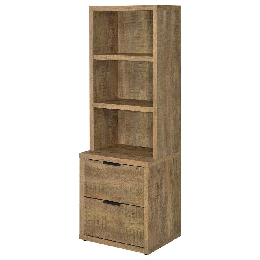 Coaster 802693-S3 3 pc Westpark mango finish wood bookcase shelf unit with USB ports and locking drawers