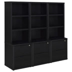 Coaster 802703-S3 3 pc Westpark black finish wood bookcase shelf unit with USB ports and locking drawers