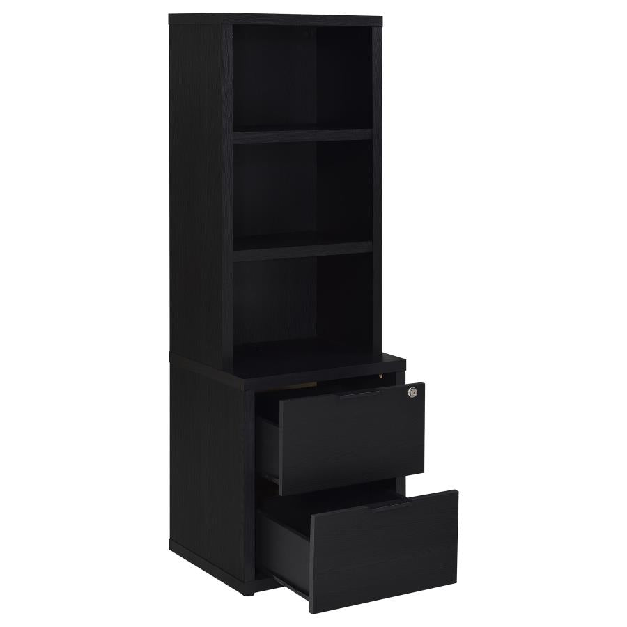 Coaster 802703-S3 3 pc Westpark black finish wood bookcase shelf unit with USB ports and locking drawers