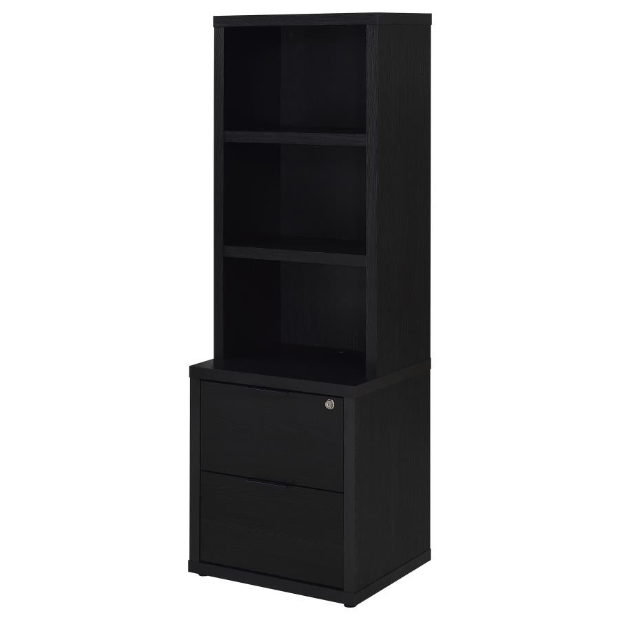 Coaster 802703-S3 3 pc Westpark black finish wood bookcase shelf unit with USB ports and locking drawers