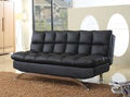 8035-BK George oliver mckie 72" black leatherette click clack folding futon sofa bed lounge chrome legs