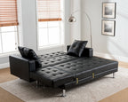 8036-BK 2 pc Taylorann jett nuttall modern style black faux leather sectional sofa reversible chaise