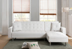 Taylorann 2-Piece White Faux Leather Sectional Sofa with Reversible Chaise & Sleeper – 8036-WH
