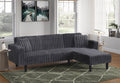 8041 2 pc Grey corduroy fabric sectional sofa reversible chaise folding backs sofa