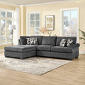 Dark Grey Chenille Fabric Reversible Chaise Sectional Sofa – 8042