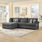 Dark Grey Chenille Fabric Reversible Chaise Sectional Sofa – 8042