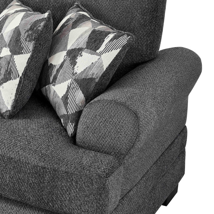 Dark Grey Chenille Fabric Reversible Chaise Sectional Sofa – 8042