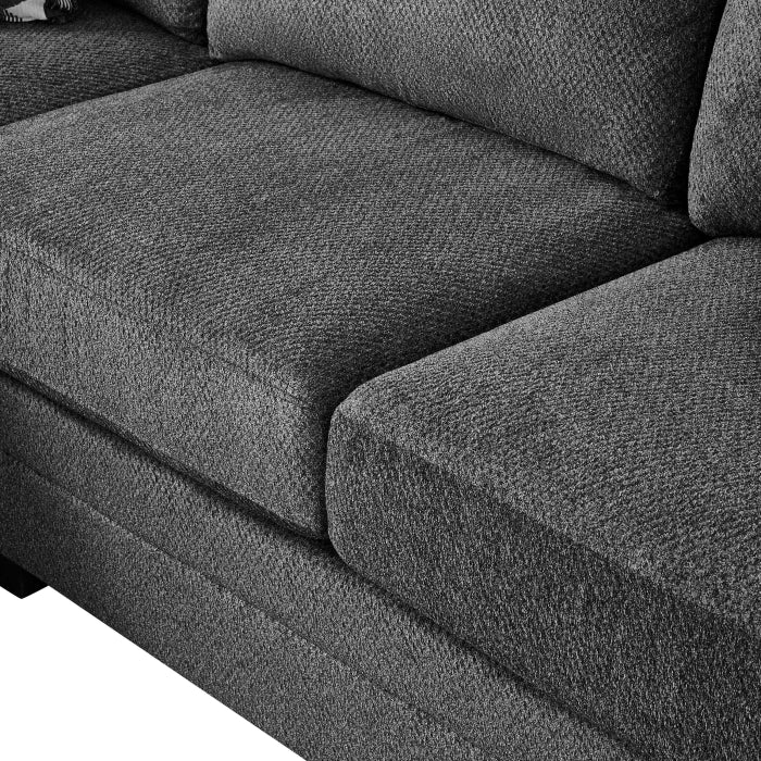 Dark Grey Chenille Fabric Reversible Chaise Sectional Sofa – 8042