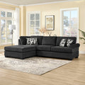 Black Chenille Fabric Reversible Chaise Sectional Sofa – 8043