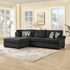 Black Chenille Fabric Reversible Chaise Sectional Sofa – 8043