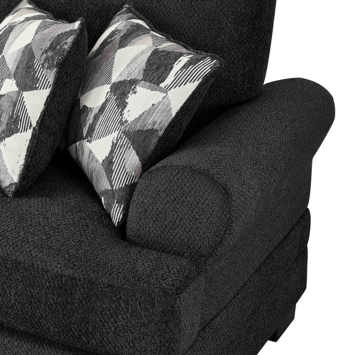 Black Chenille Fabric Reversible Chaise Sectional Sofa – 8043