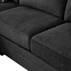 Black Chenille Fabric Reversible Chaise Sectional Sofa – 8043