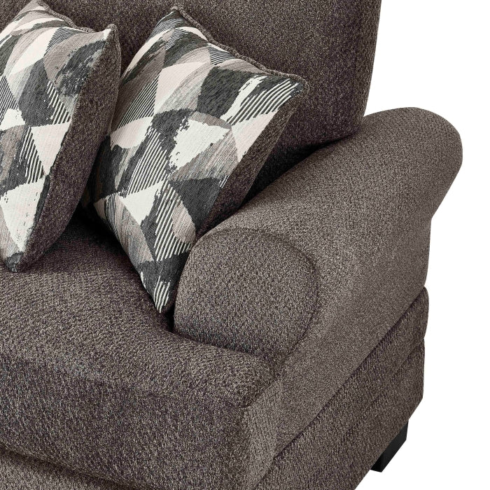 Dark Brown Chenille Fabric Reversible Chaise Sectional Sofa – 8045