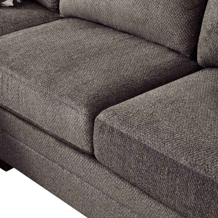 Dark Brown Chenille Fabric Reversible Chaise Sectional Sofa – 8045